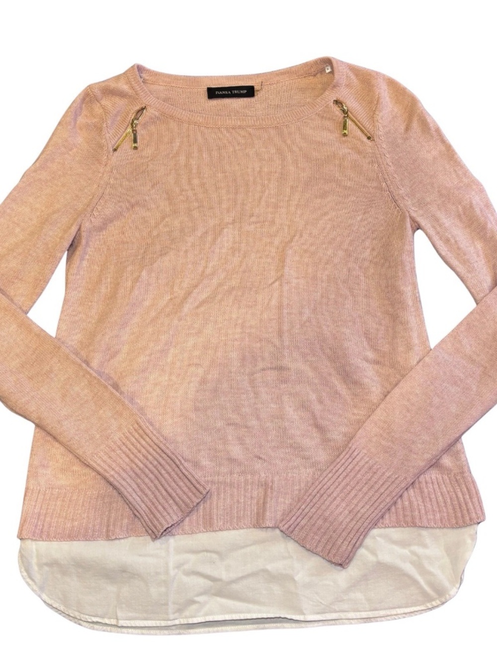 Ivanka Trump Light Pink Mock Layer Sweater Sweatshirt Size S